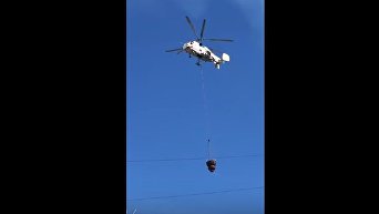Появилось видео пожара возле администрации Путина, который тушили вертолетами и дронами