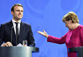 Канцлер Германии Ангела Меркель и президент Франции Эммануэль Макрон. Архивное фото