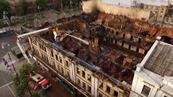 Последствия пожара на Крещатике сняли з квадрокоптера. Видео