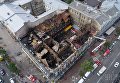 Последствия пожара здания в центре Киева