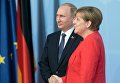 Президент РФ Владимир Путин и канцлер Германии Ангела Меркель на саммите Группы двадцати в Гамбурге