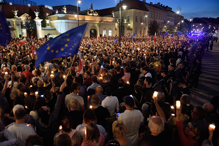 Массовые протесты в Варшаве