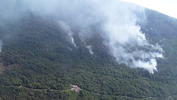 Фото лесных пожаров в Черногории, сделанное из кабины украинского самолета