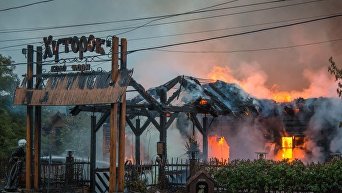 Пожар в ресторане Хуторок в Одессе