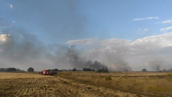 Пожар на территории воинской части в Лозовой