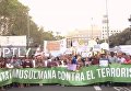 Акция мусульман в Барселоне против терроризма. Видео