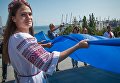 Потемкинскую лестницу накрыли 26-метровым флагом Украины