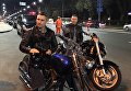 Владимир Кличко и Александр Густелев на мотоциклах