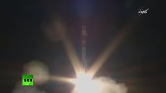 Запуск ракеты с пилотируемым кораблем Союз МС-06. Видео