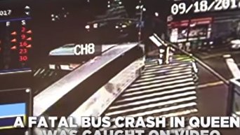 Столкновение автобусов в Нью-Йорке. Видео