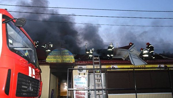 Пожар на рынке в Полтаве