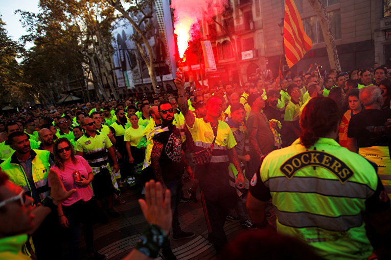 Забастовка в Барселоне.