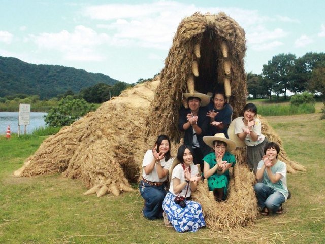Звери-гиганты на рисовых полях в Японии