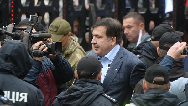 Михаила Саакашвили на митинге под Верховной Радой
