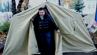 Михаил Саакашвили в палатке