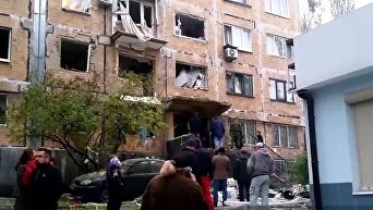 На месте мощного взрыва в Донецке