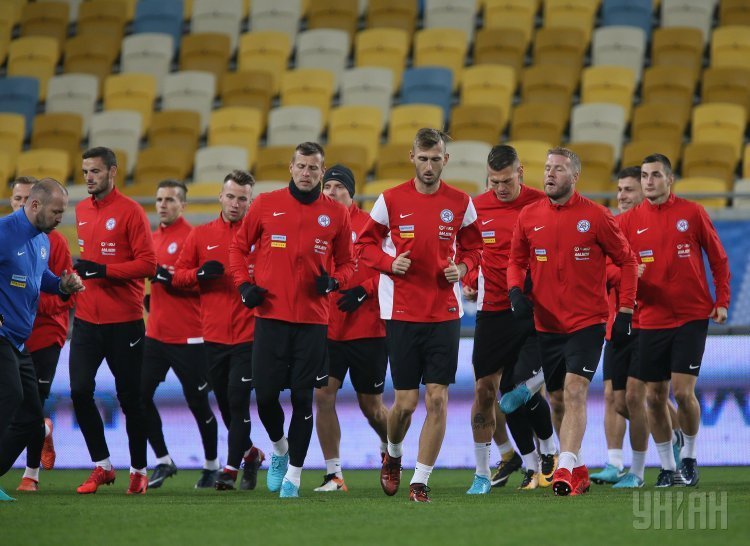 Открытая тренировка сборной Словакии накануне товарищеского матча против сборной Украины