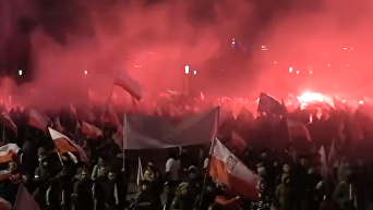 Марш ультраправых организаций в Польше. Видео