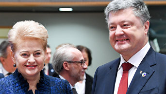 Президент Литвы Даля Грибаускайте и президент Украины Петр Порошенко в Брюсселе