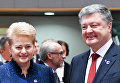 Президент Литвы Даля Грибаускайте и президент Украины Петр Порошенко в Брюсселе