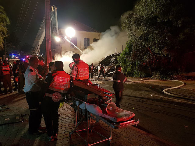 Взрыв и пожар в Яффо