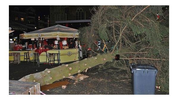 В Германии 15-метровая елка упала на посетителей праздничной ярмарки