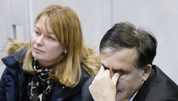 Михаил Саакашвили с супругой в суде