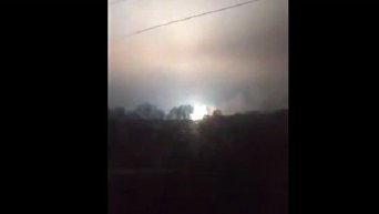 Вспышка и пожар на электрической подстанции неподалеку от Харькова