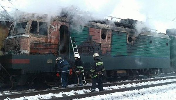 Во Львовской области сгорел электровоз