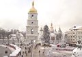 Видео рождественского городка в центре Киева с высоты птичьего полета