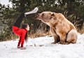 Австрийская гимнастка устроила фотосессию с живым медведем