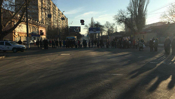 Перекрытая улица в Одессе, 27 декабря 2017
