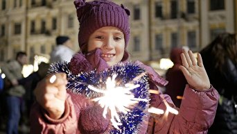 Празднования на Софийской площади в Киеве по случаю Нового 2018 года