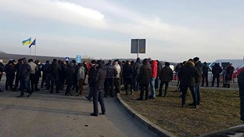 Акция протеста возле КПП Рава-Руская на границе с Польшей