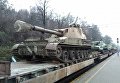 Во Львов прибыл состав с танками, САУ и БТР