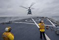Тренировочная посадка украинских вертолетов на борт американского эсминца