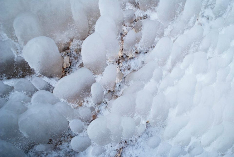 Азовское море в курортном Бердянске покрылось льдом и сосульками
