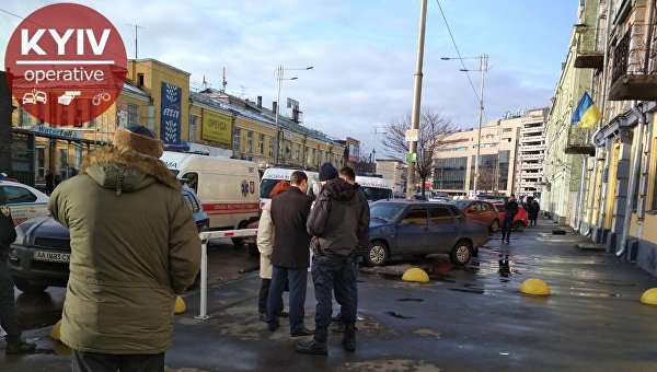 Место перестрелки на улице Жилянской в Киеве