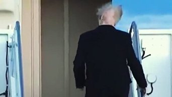 Ветер растрепал прическу Доналда Трампа и показал залысины