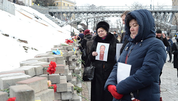 Родственники Небесной сотни в Киеве во время памятных мероприятий