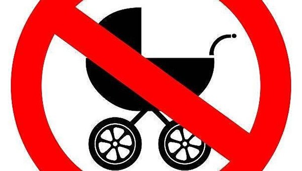 Объявление о запрете входа с колясками в поликлинику