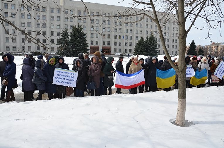 В Полтаве протестовали против выборов президента России в Крыму