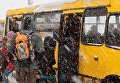 Работа общественного транспорта в Киеве в снегопад
