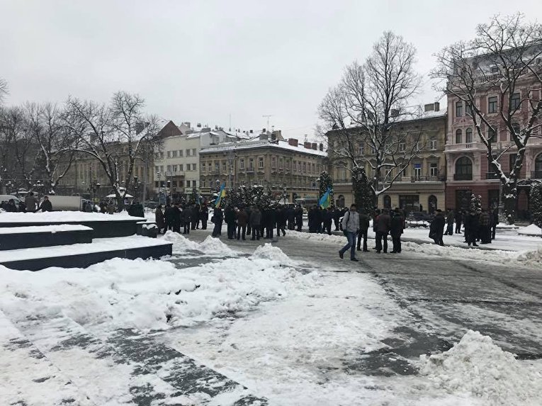 Акция протеста ветеранов МВД с требованием поднять пенсии во Львове