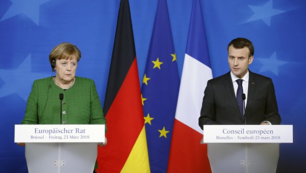 Канцлер Германии Ангела Меркель и президент Франции Эммануэль Макрон. Архивное фото