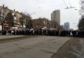 Работники Запорожьеоблэнерго перекрыли проспект Соборный 29 марта 2018 г.я