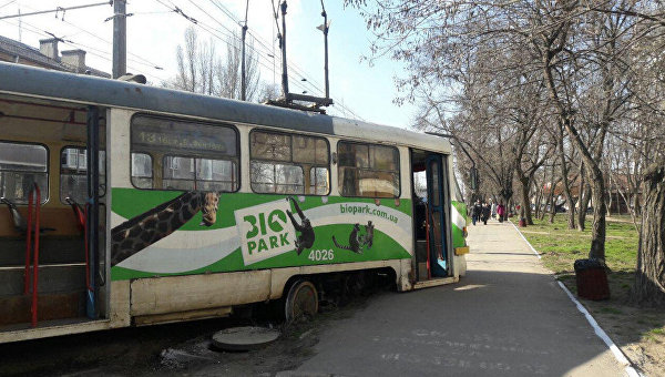 Сход трамвая с рельсов в Одессе