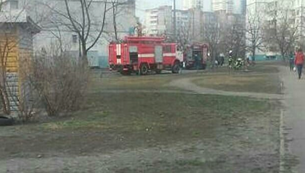Пожар в здании управления Пенсионного фонда в Деснянском районе Киева