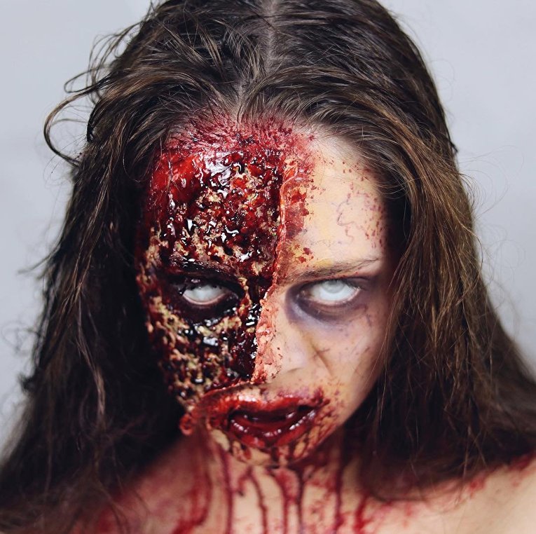 Пугающий кровавый макияж