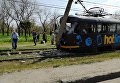 В Одессе трамвай снес столб, 27 апреля 2018